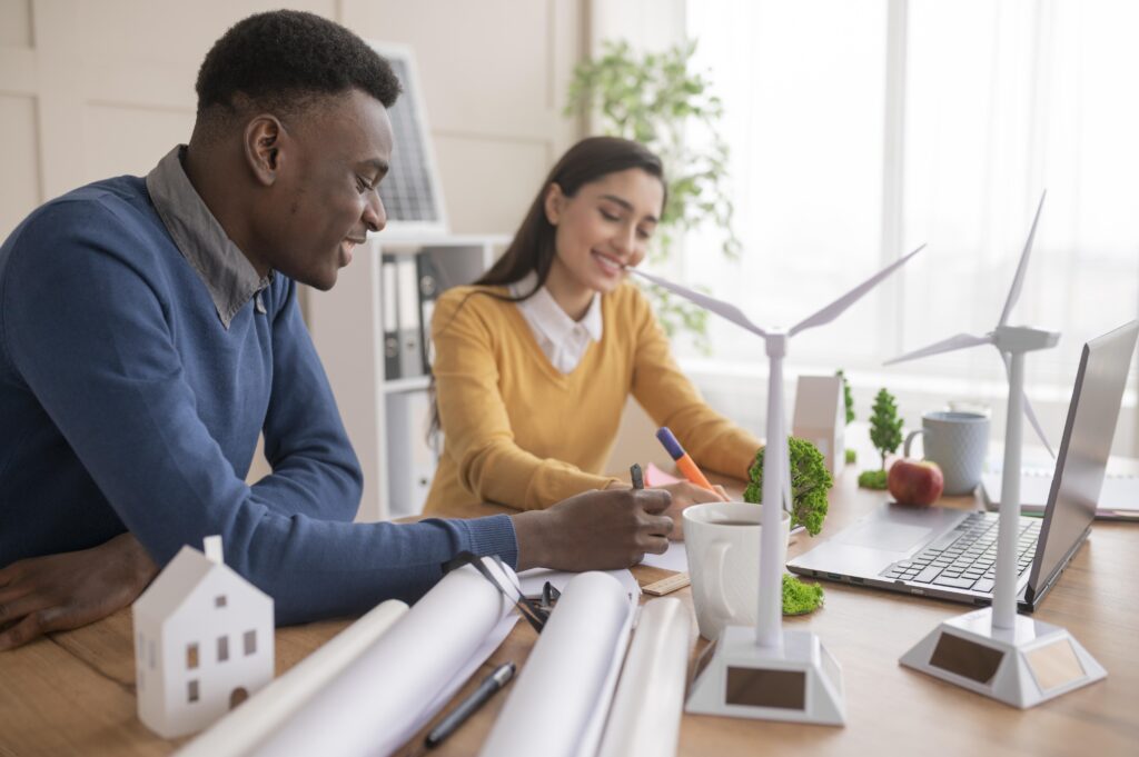 Copy of colleagues working together environment project